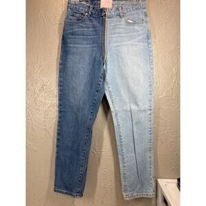 Revice Yin Yang Two Tone Boyfriend Jeans Womens Stone Wash High Rise Size 29